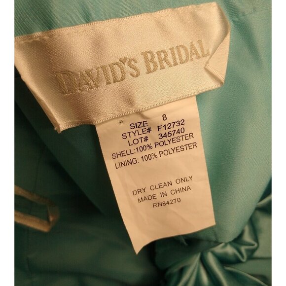 NWT $135 David's Bridal Womens 8 Long Chiffon Formal Gown Bridesmaid Pool Blue - Picture 9 of 11